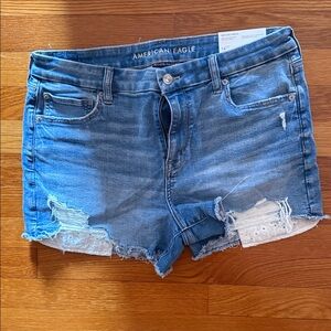 American Eagle Outfitters Distressed Light Blue Denim Shorts